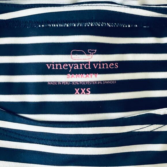 Vineyard Vines Sankaty Blue & White Striped 3/4 Sleeve Top XXS - Picture 4 of 6